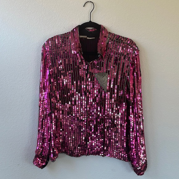 Jackets & Coats Vintage Pink Sequin Jacket In Large Poshmark